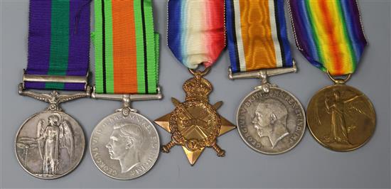 A George IV service medal with Palestine 1945-48 clasp awarded to Major D.R. Murley R.A.M.C., a First War trio for Lieutenant R.L.Price